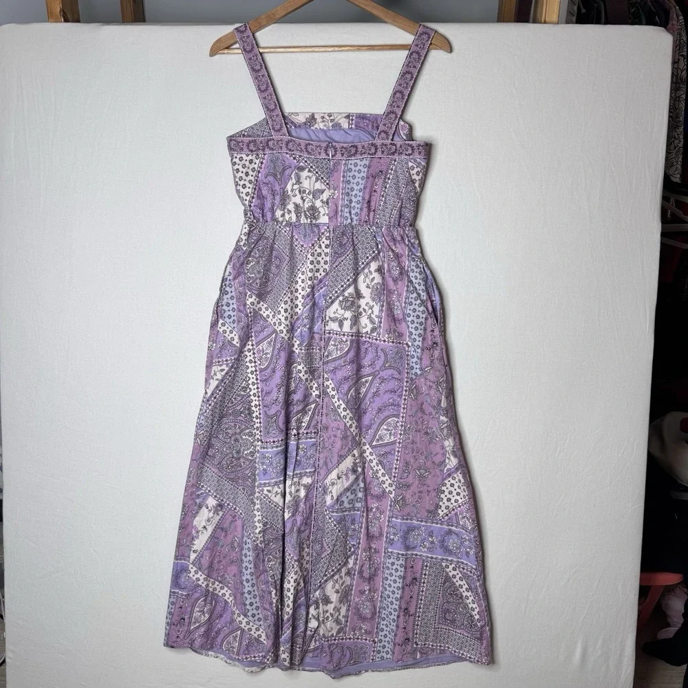 Laundry Shelli Segal Maxi Dress Sz 8 Purple Patchwork Cottage Boho Festival